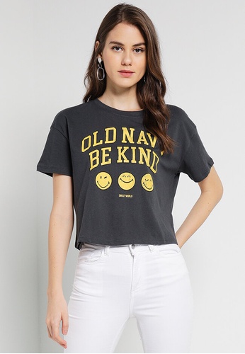 navy and yellow graphic tee