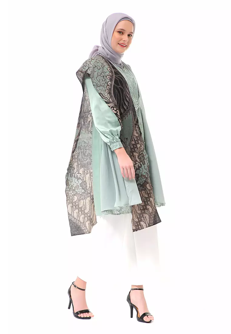 Olivia Long Sleeve Batik Tunik Couple Atasan Wanita Regular fit - Sage Green