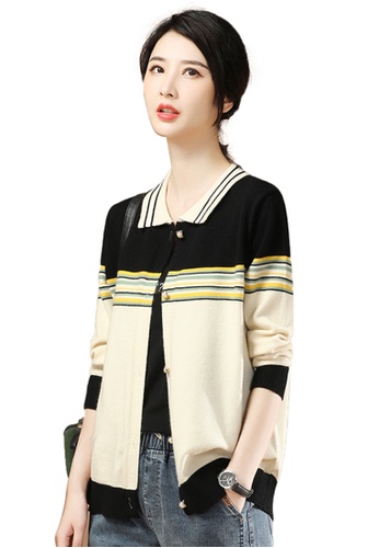 A-IN GIRLS multi Retro Striped Knitted Jacket 56EF0AA4DD1A08GS_1