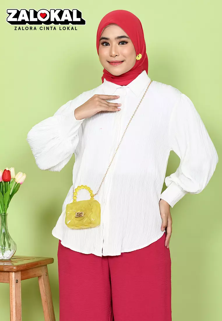 Crushy Kemeja Balon Broken White M17225 R86S4