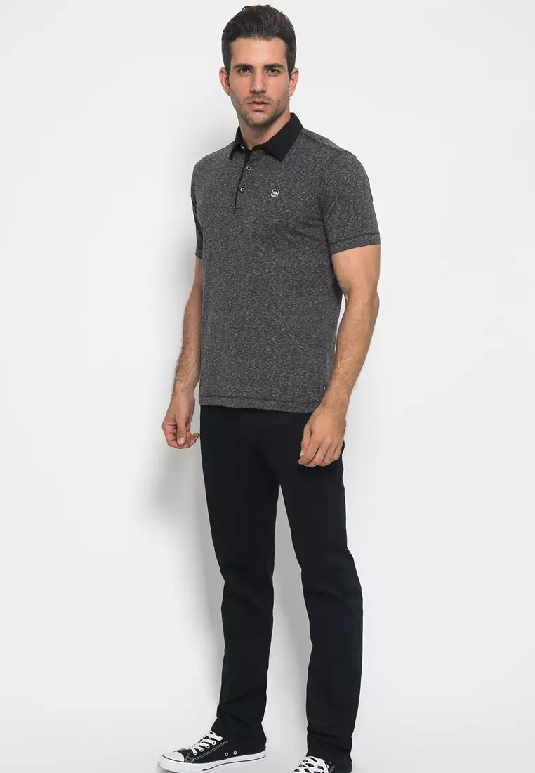 LGS - Slim Fit - Polo Shirt - Corak - Black Collar - Abu - JTS.325.M2589F.01.C