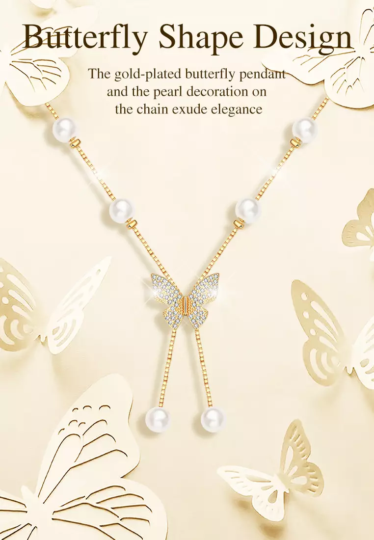 Kalung Wanita Korea Butterfly Shape Design Vintage Jewellery Necklace Cewek N038