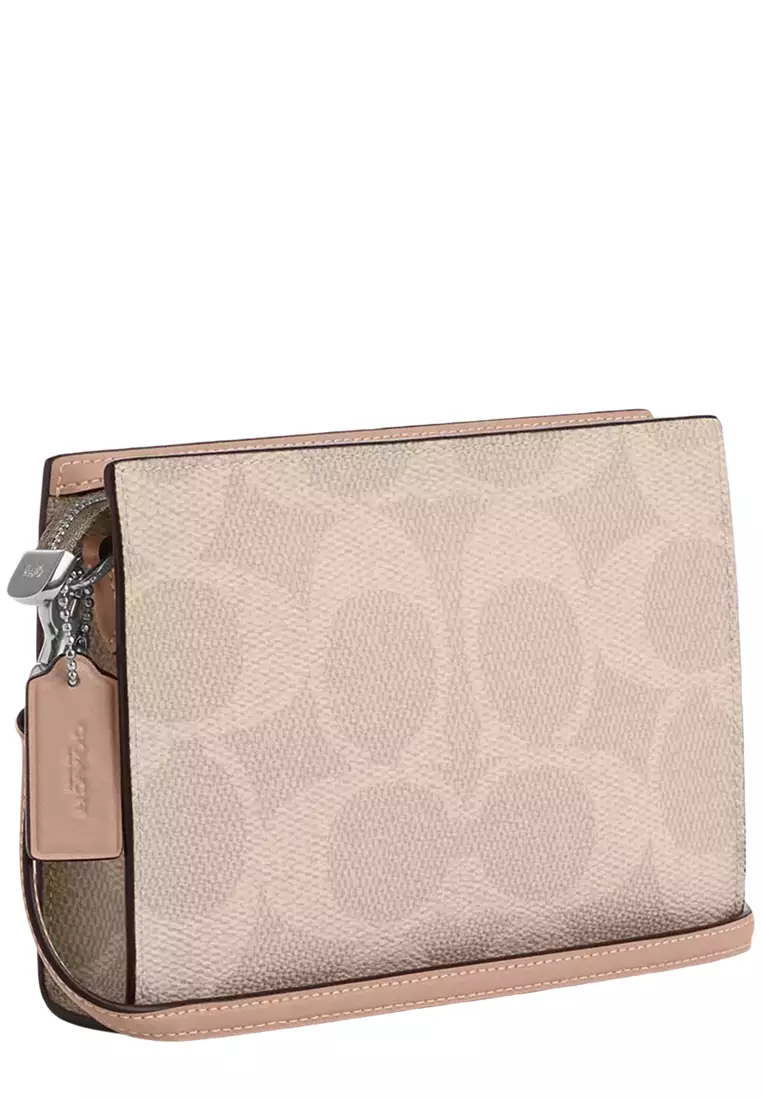 Slim Crossbody Bag In Signature Canvas - Sand/ Taupe CAR12