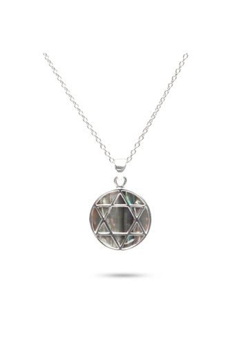 Millenne silver MILLENNE Multifaceted Abalone Shell Star Of David Silver Pendant with 925 Sterling Silver 64672ACA23B17BGS_1