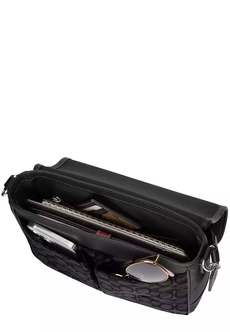 Sprint Map Bag 25 In Signature Jacquard in Charcoal/ Black CE534
