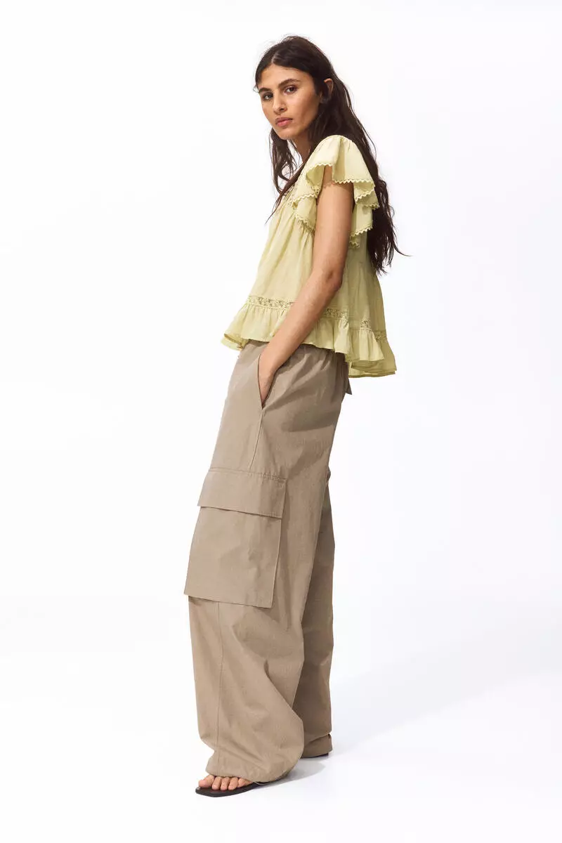 Lace-inset blouse