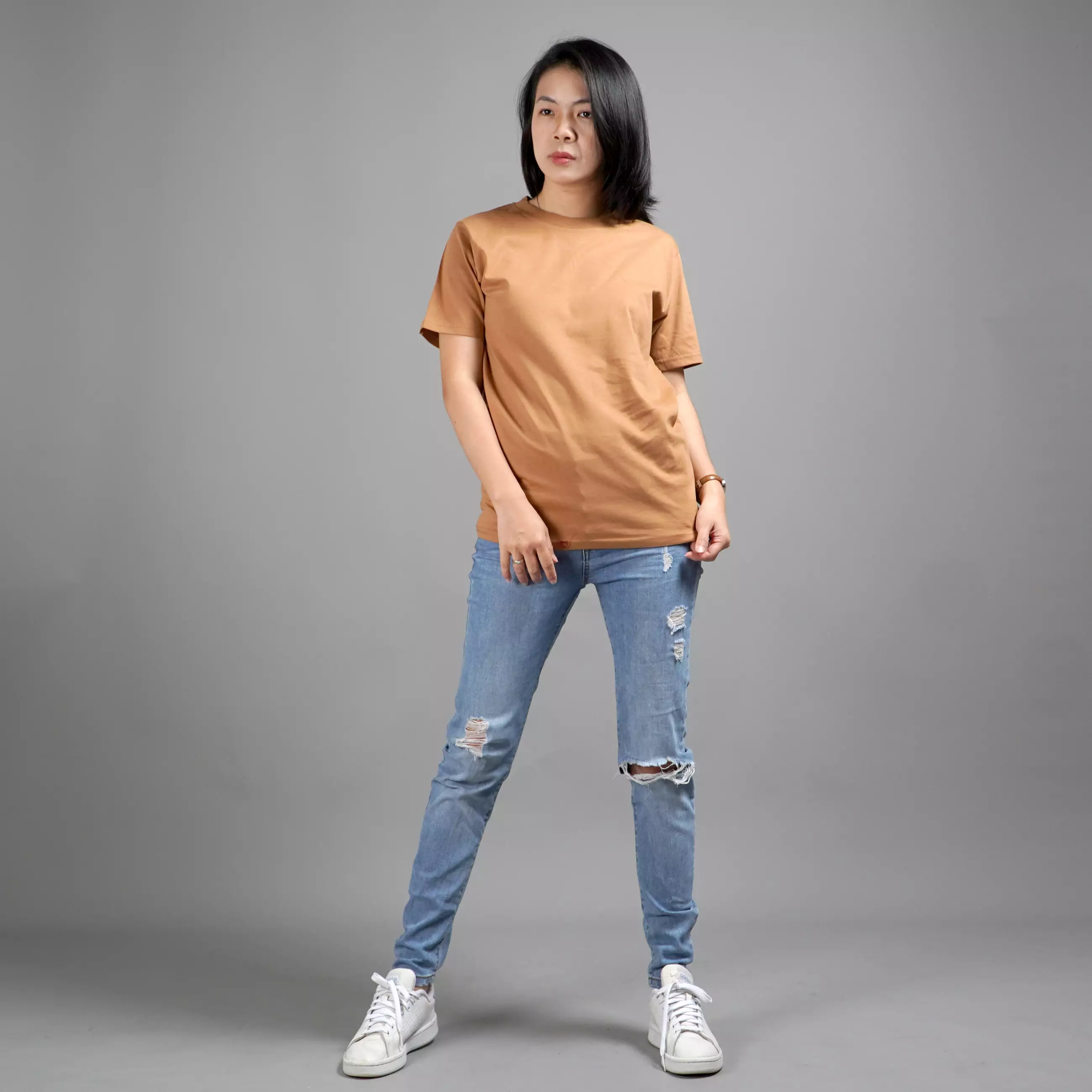  UNILO Size S-BIG Kaos Polos Wanita Basic TShirt Cotton - Brown