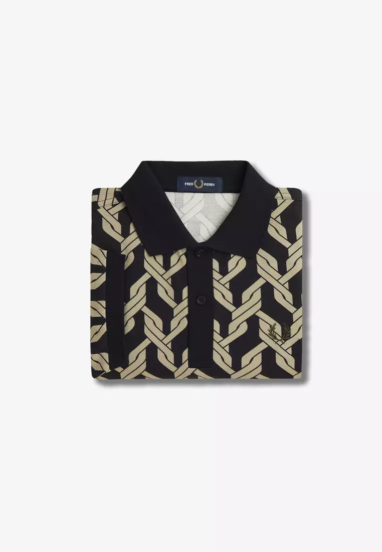 Fred Perry M9837 CABLE KNIT PRINT POLO SHIRT