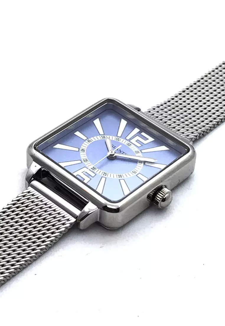 Zalora Exclusive - La Parisienne Steel Quartz Watch, Blue Dial on Steel Milanese Bracelet