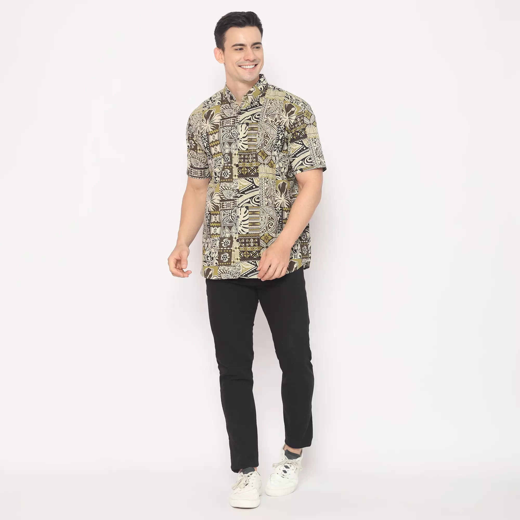 Platini Kemeja Hawai Pria Lengan Pendek Coklat 132106