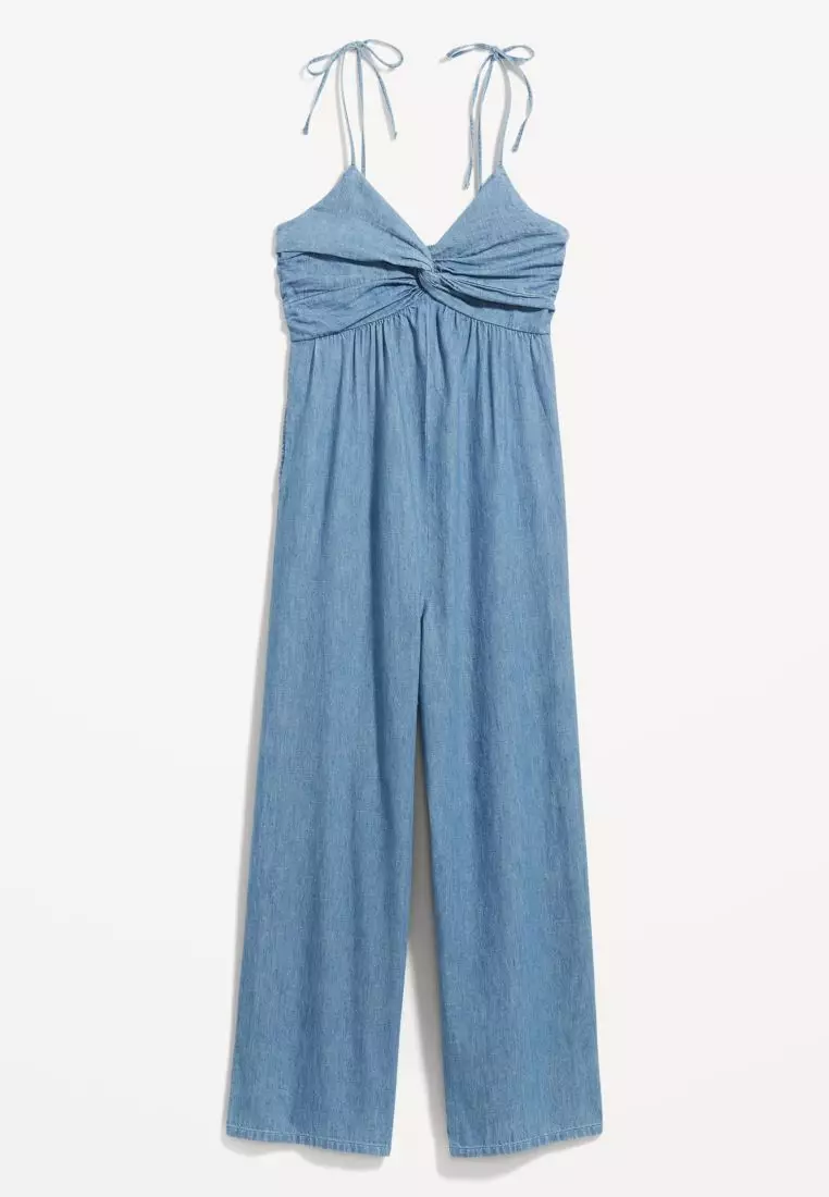 Tie-Strap Twist-Front Jumpsuit for Women
