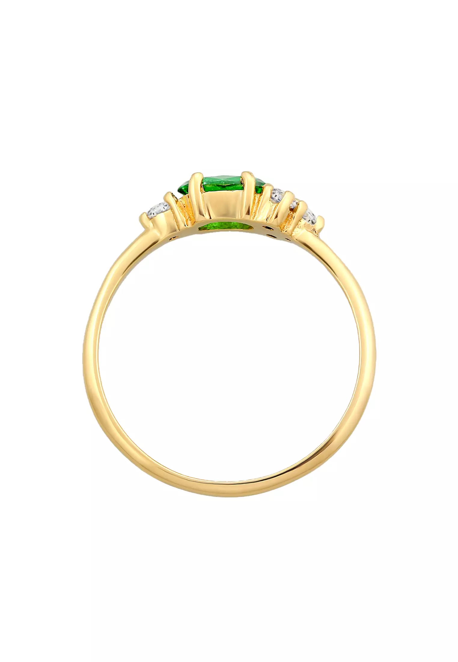 Ring Engagement Ring Extravagant Green Zirconia Crystals Gold Plated