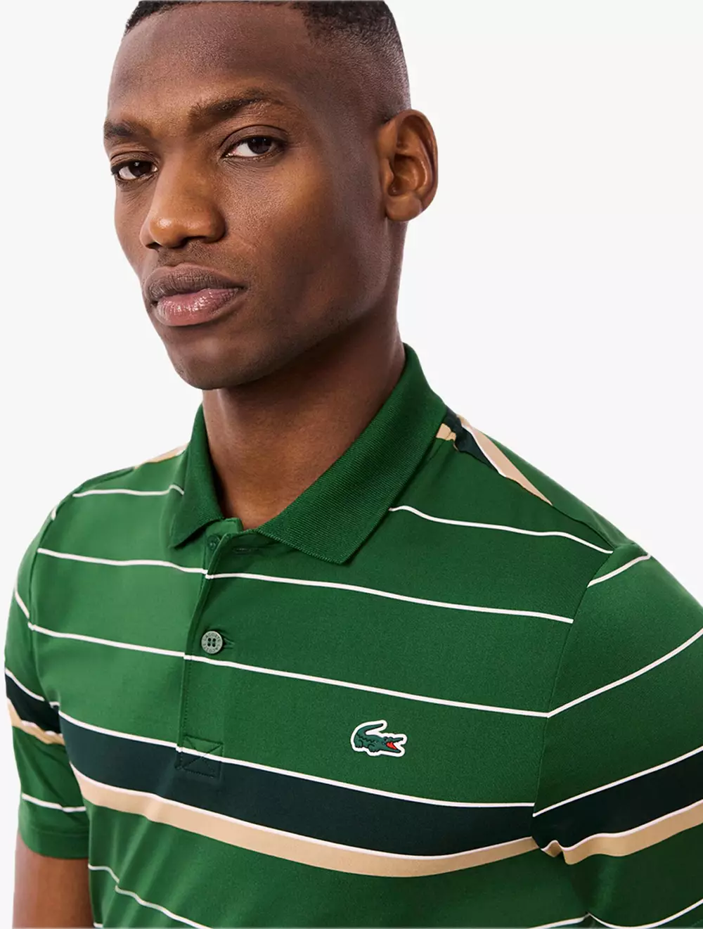 Striped Ultra Dry Stretch Golf Polo Shirt - Green