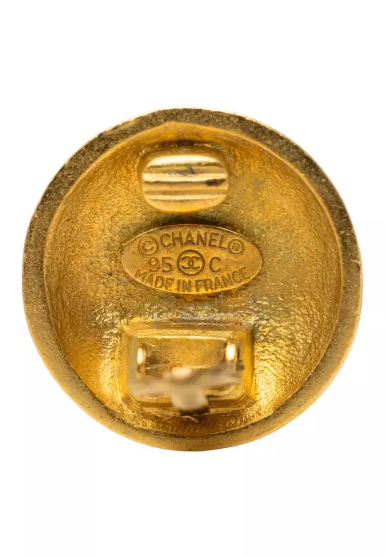 Pre-Loved Chanel Cc Gold Plated Button Clip On Earrings