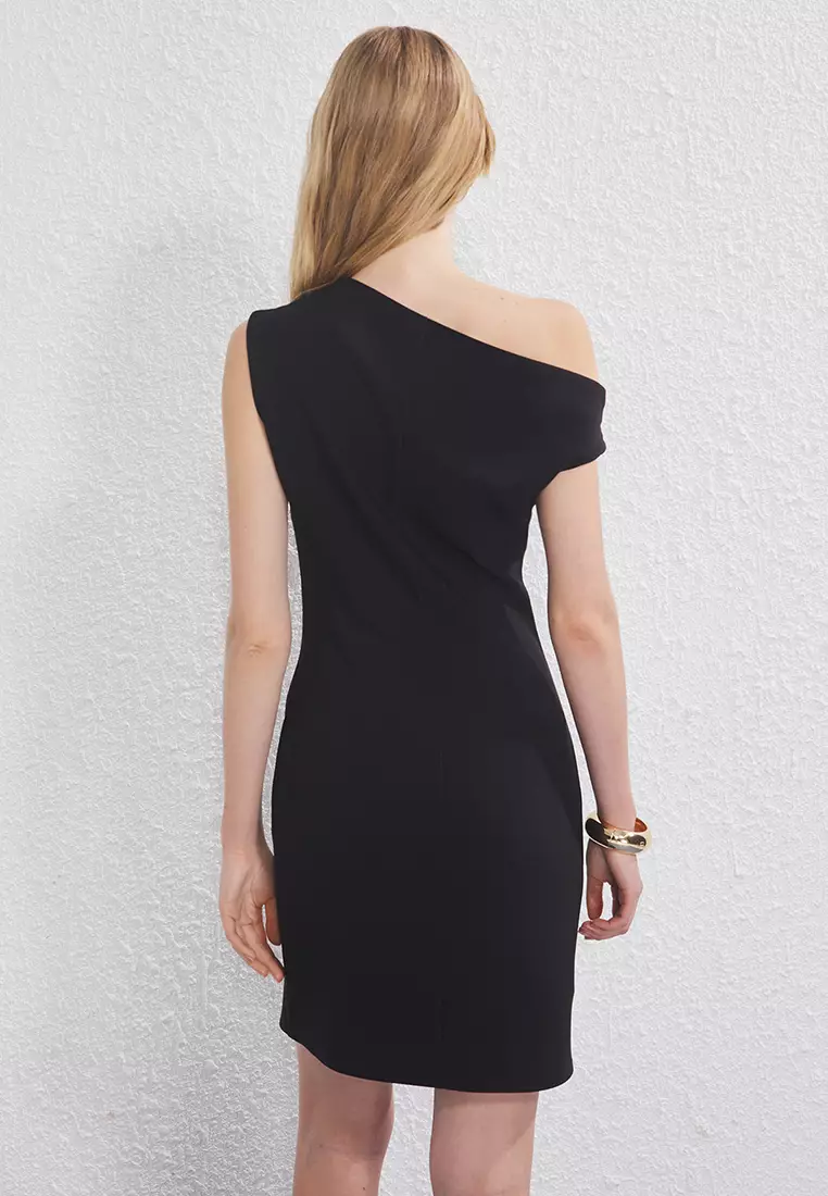 Black Bodycon Mini Woven Dress TWOSS25EL00766