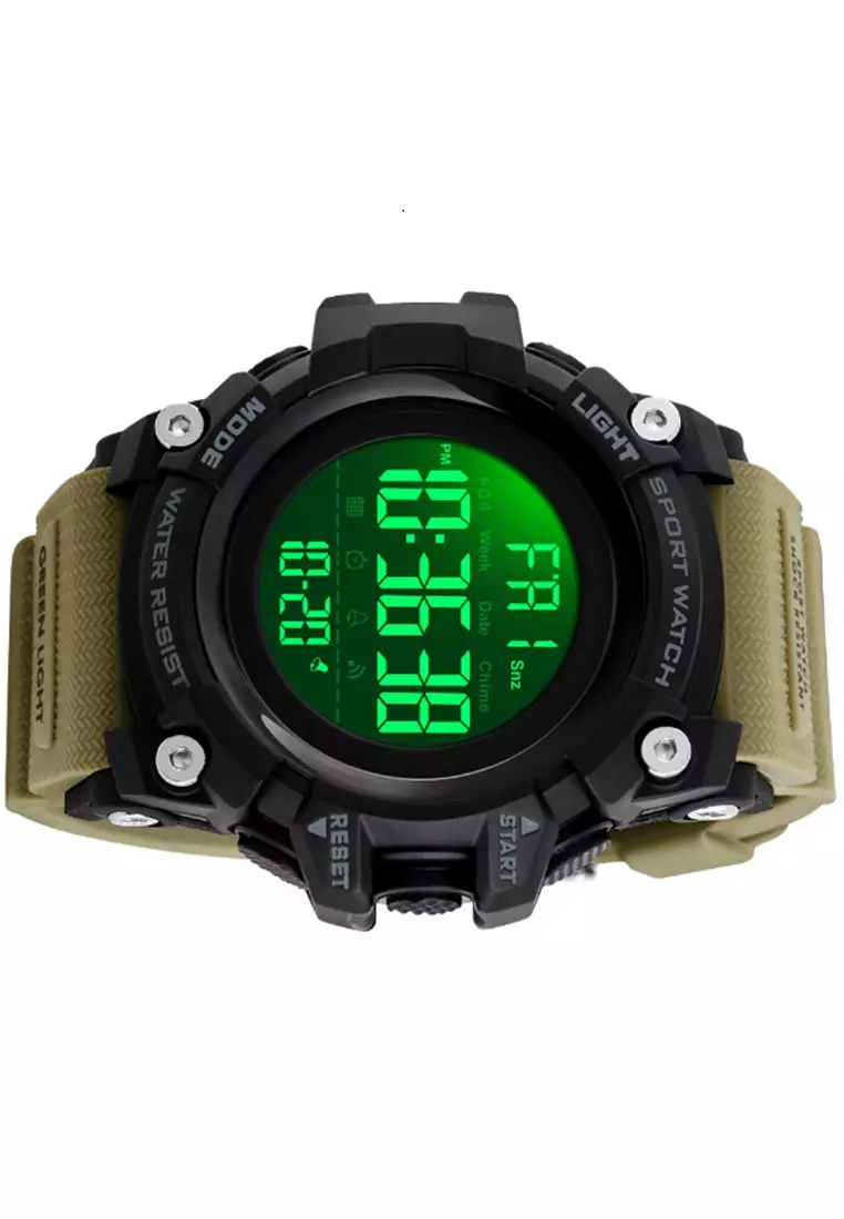 Jam Tangan Sporty Digital Pria Waterproof Many Function Strap Tali Material Stainless Steel PU XO20 ORIGINAL