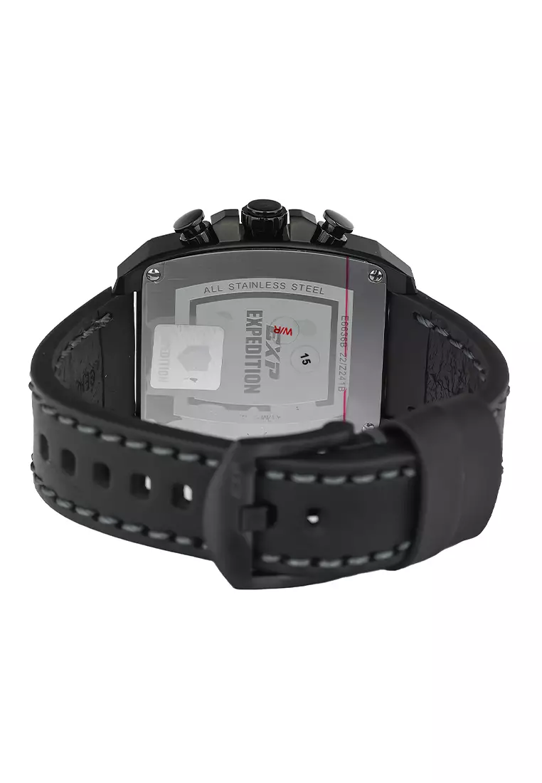 Expedition - Jam Tangan Analog Pria - Black Red - Leather Strap - 6636 BCLIPRE