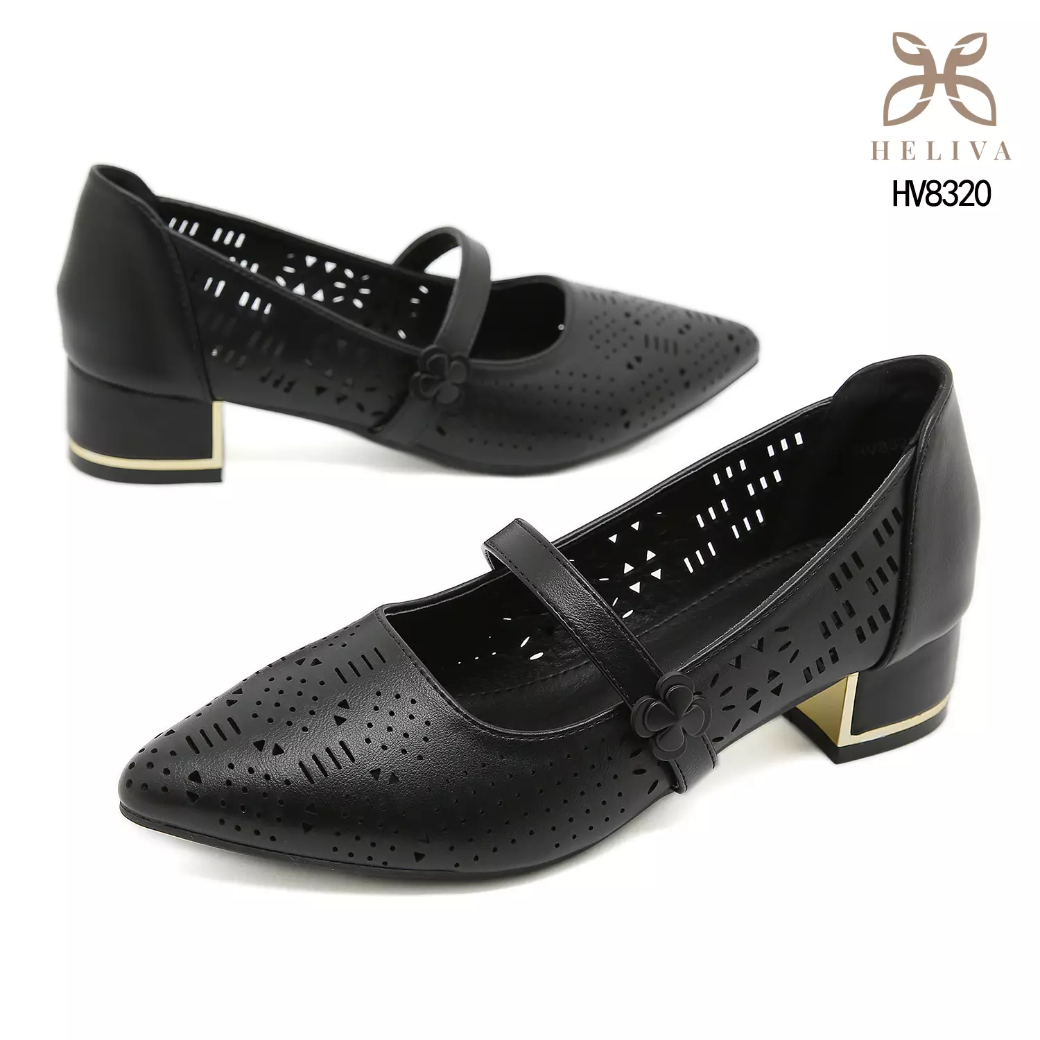 Heliva Anly Sculpted Laser-Cut Heels in Classic Mary Jane Style 3.5cm Height HV8320