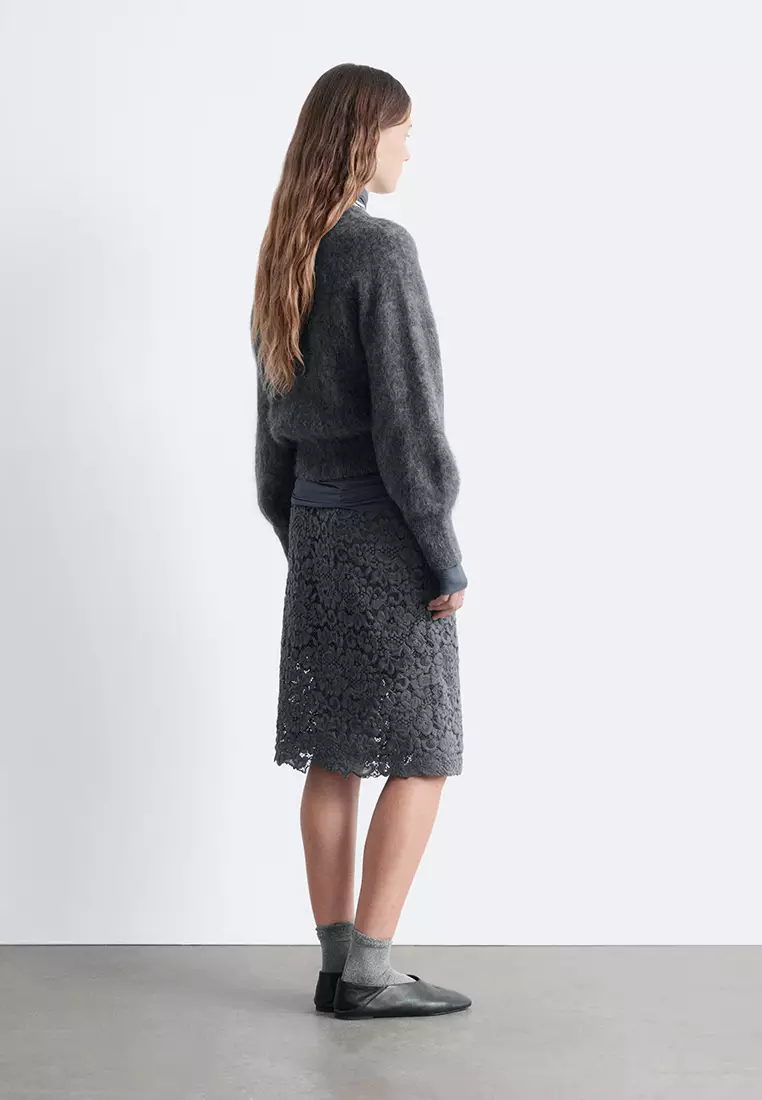 馬海呢混紡燈籠袖套頭毛衣