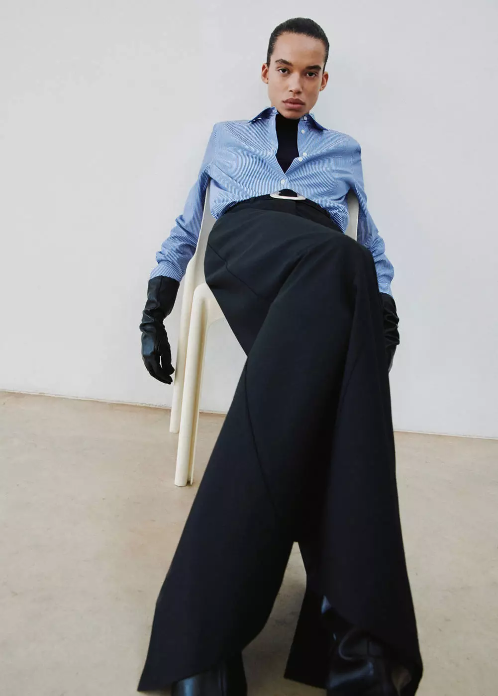 Kemeja lurus campuran katun dan lyocell