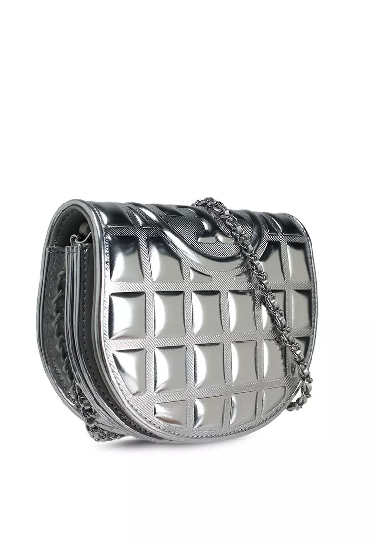 財布・小物その他 TORY BURCH 'Fleming llic Square Quilt' wallet on chain Tory Burch Fleming Soft Metallic Square Quilt Chain Wallet