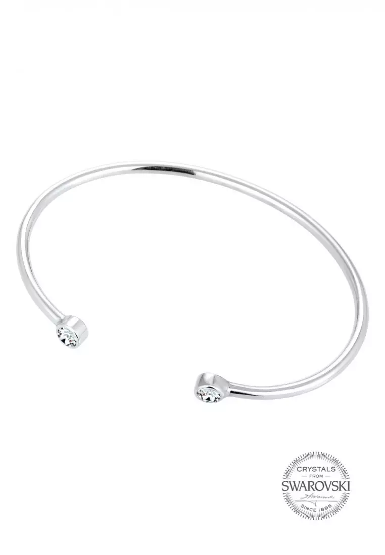 Gelang Perhiasan Perak 925 Wanita Bangle Basic Crystals White