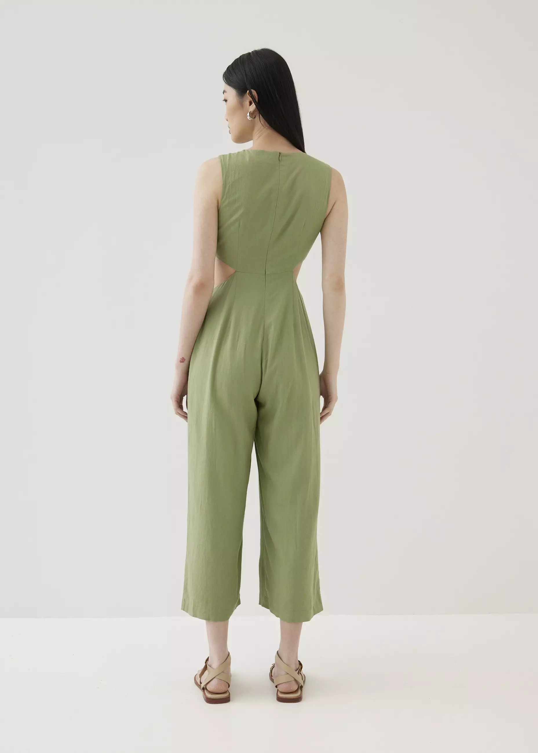 Jumpsuit Wanita - Georgette Linen Cut Out Jumpsuit