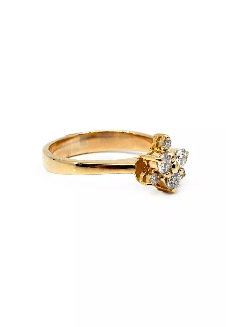 14K Locally Made Yellow Gold Lady Ring with Diamonds