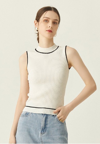 HAPPY FRIDAYS white Textured Knit Color Match Vest JW PY-F04001 F3E0CAA374AC0AGS_1