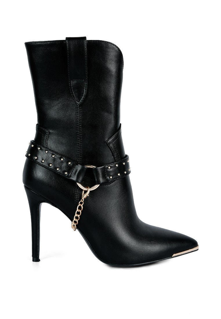 Black High Heeled Cult Ankle Boot