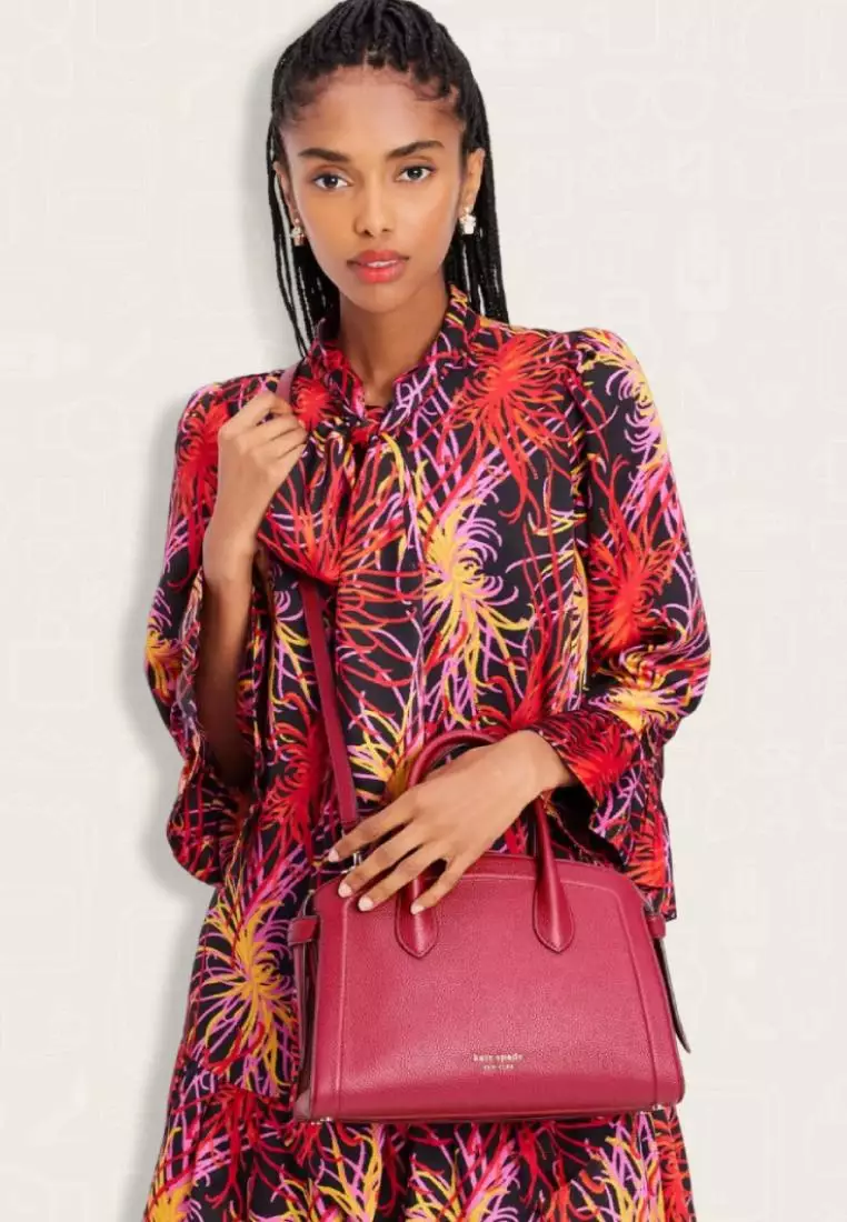 Kate Spade Knott Colorblocked Medium Zip Top Satchel Red