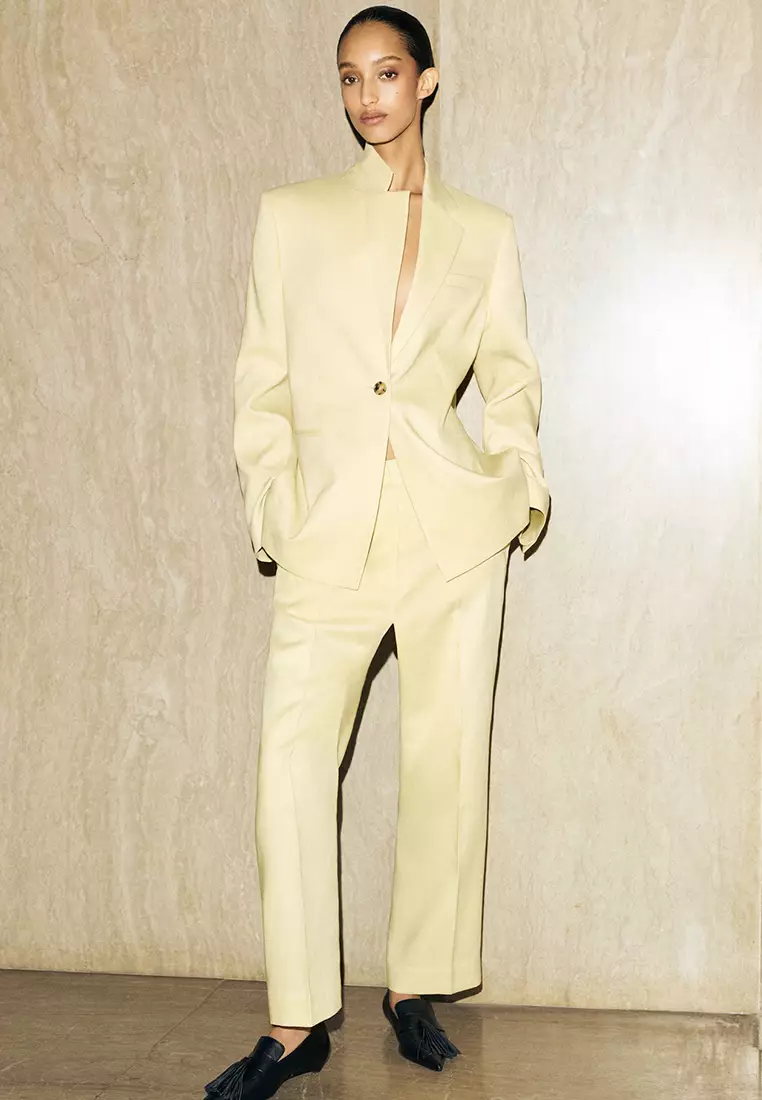 Linen Slim-Leg Trousers