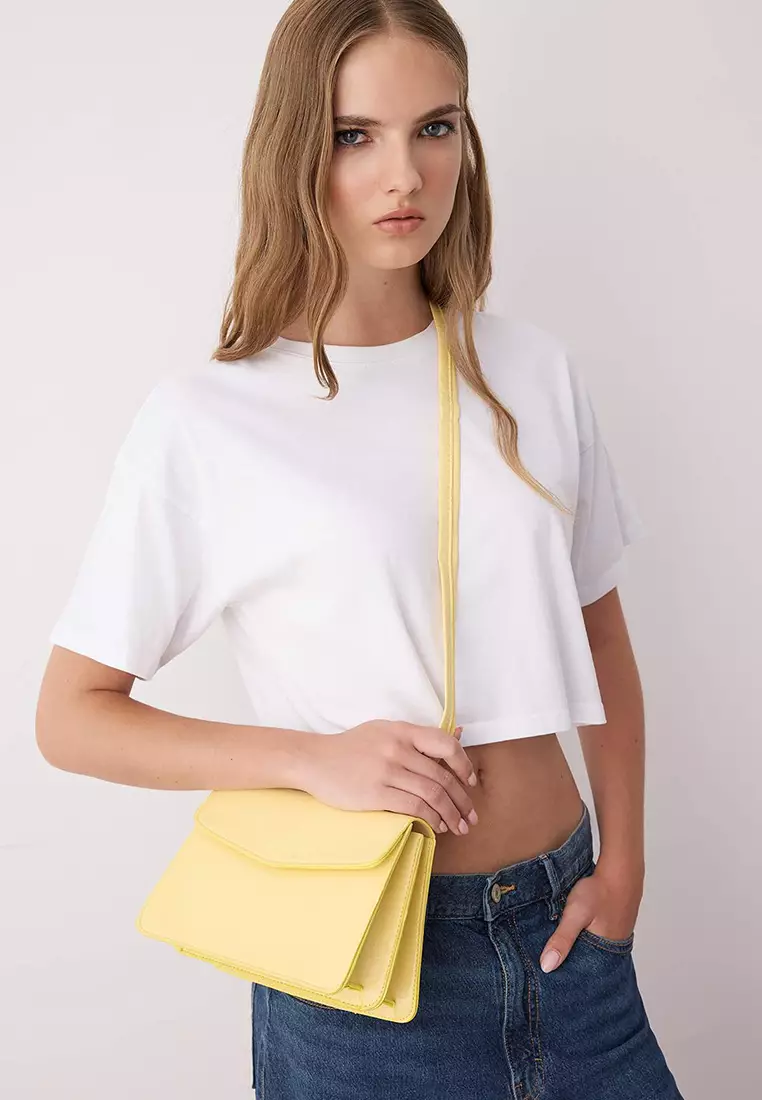 Yellow Cross Strap Mini City Shoulder Bag Takss25Oc00007