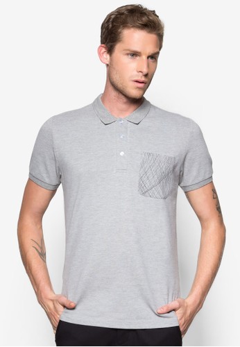 Polo With Printed Abstract Line Pocket