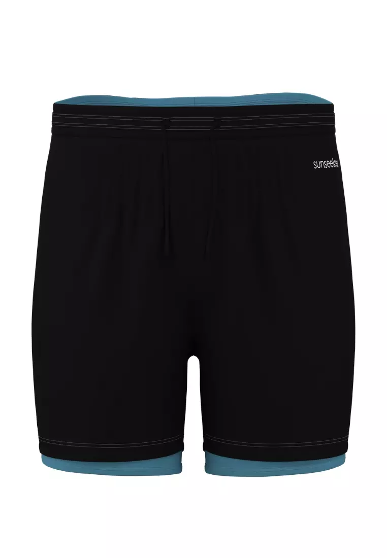 Black Elastic Waistband 16" Boardshorts