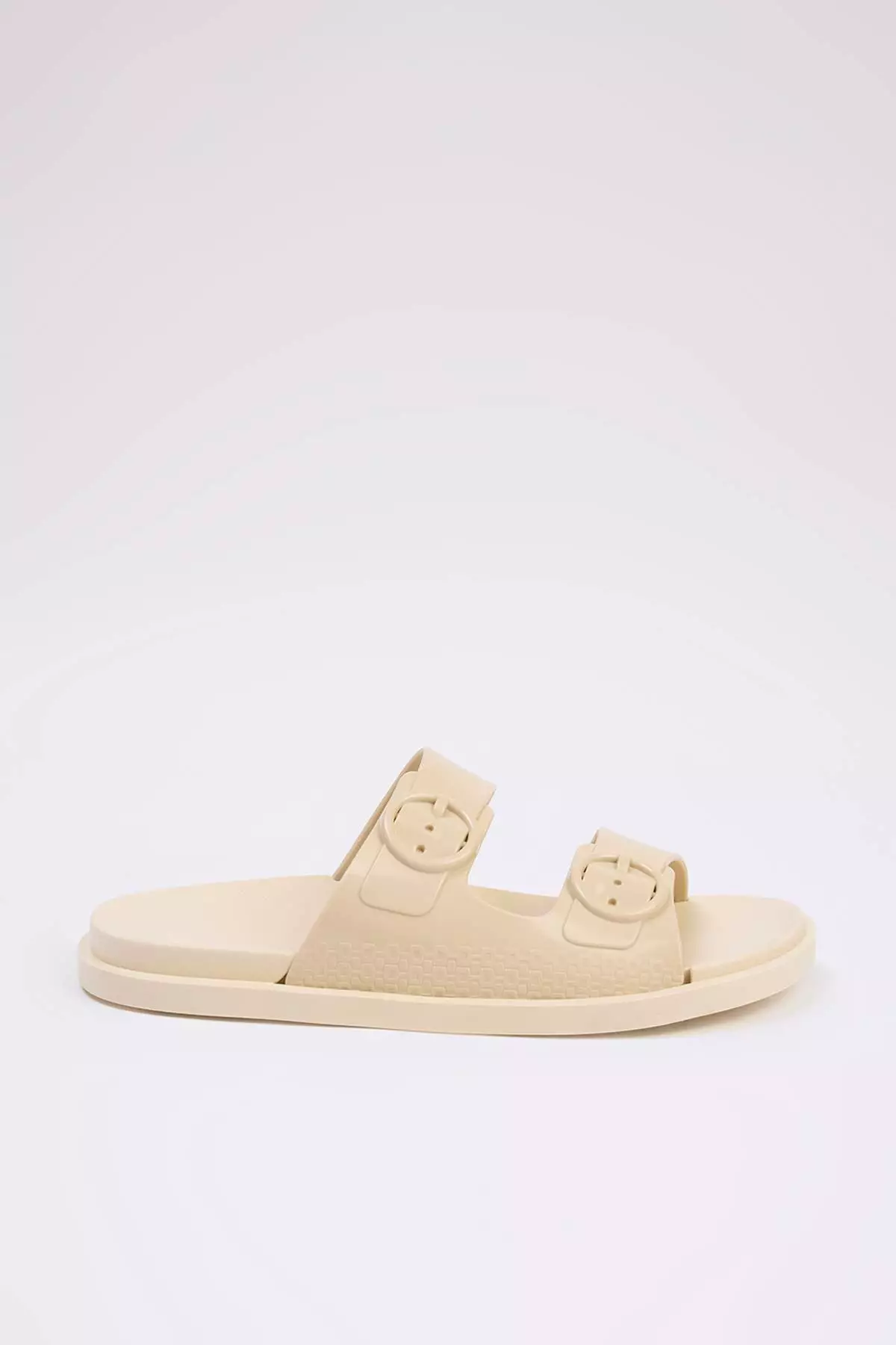 Stone Double Striped Buckle Detailed Women's Slippers Takss25Te00060