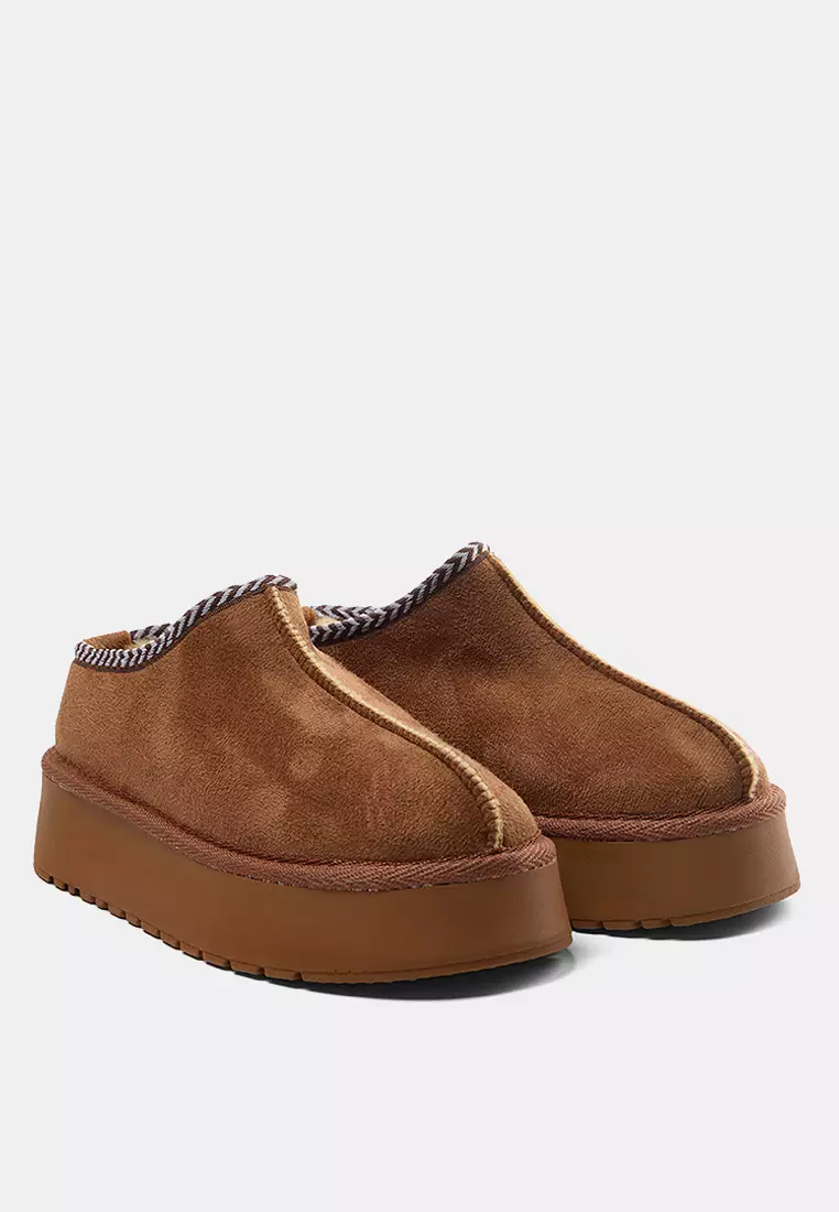 Tan Sheepskin Thick Sole Boots