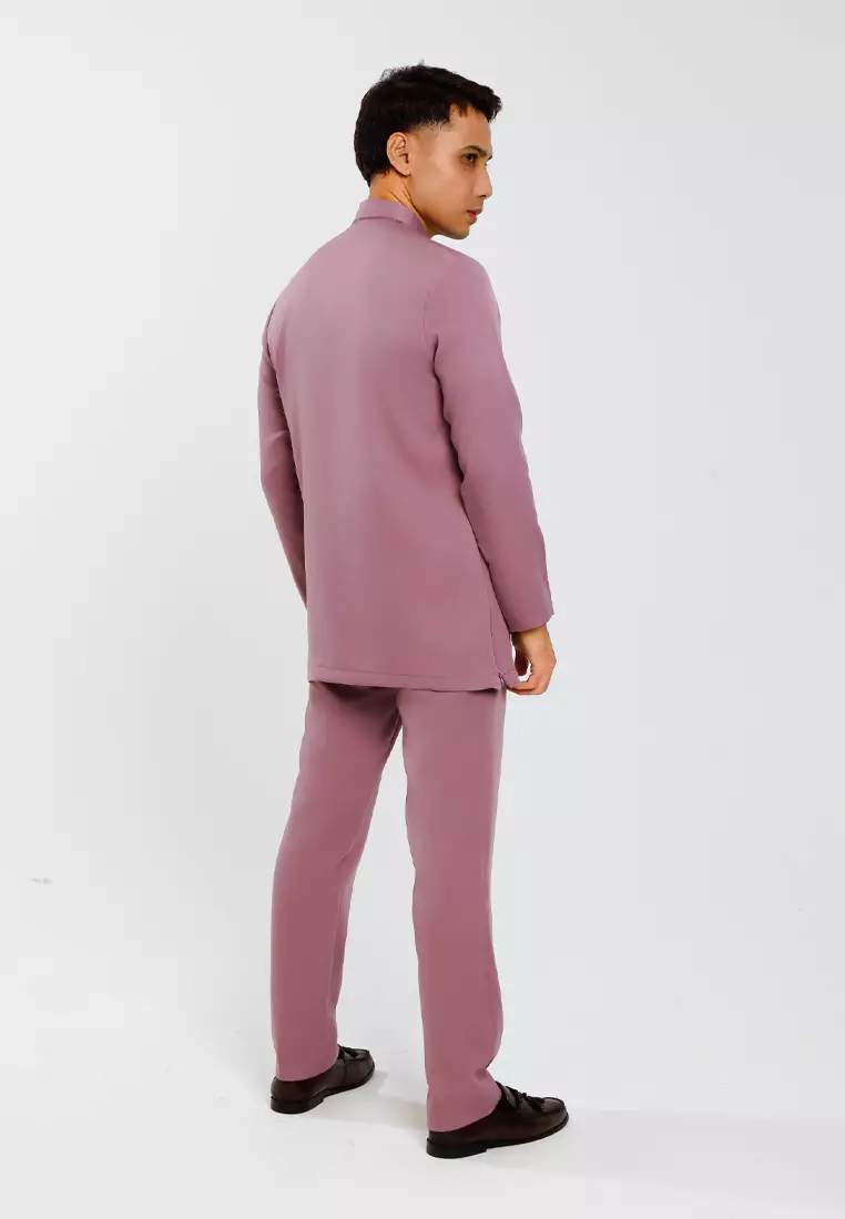 Forest x Hatta Dolmat Baju Melayu Cekak Musang Regular Fit - BM23766-76SmokePurple