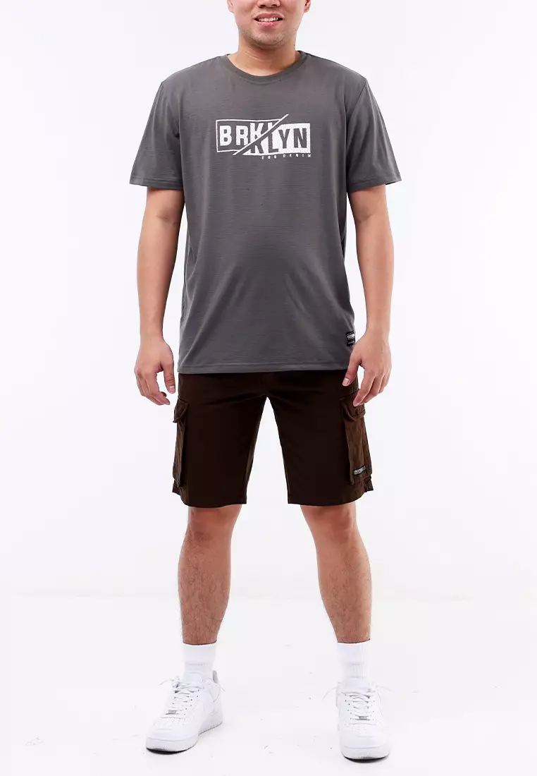 Round Neck Streaky Short Sleeves T-Shirt