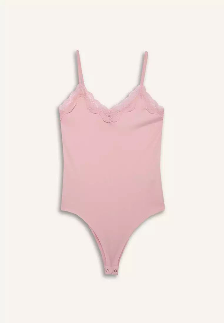 Slim Fit Slim Fit V-Neck Lace Snap Body E8483Ax25Sp