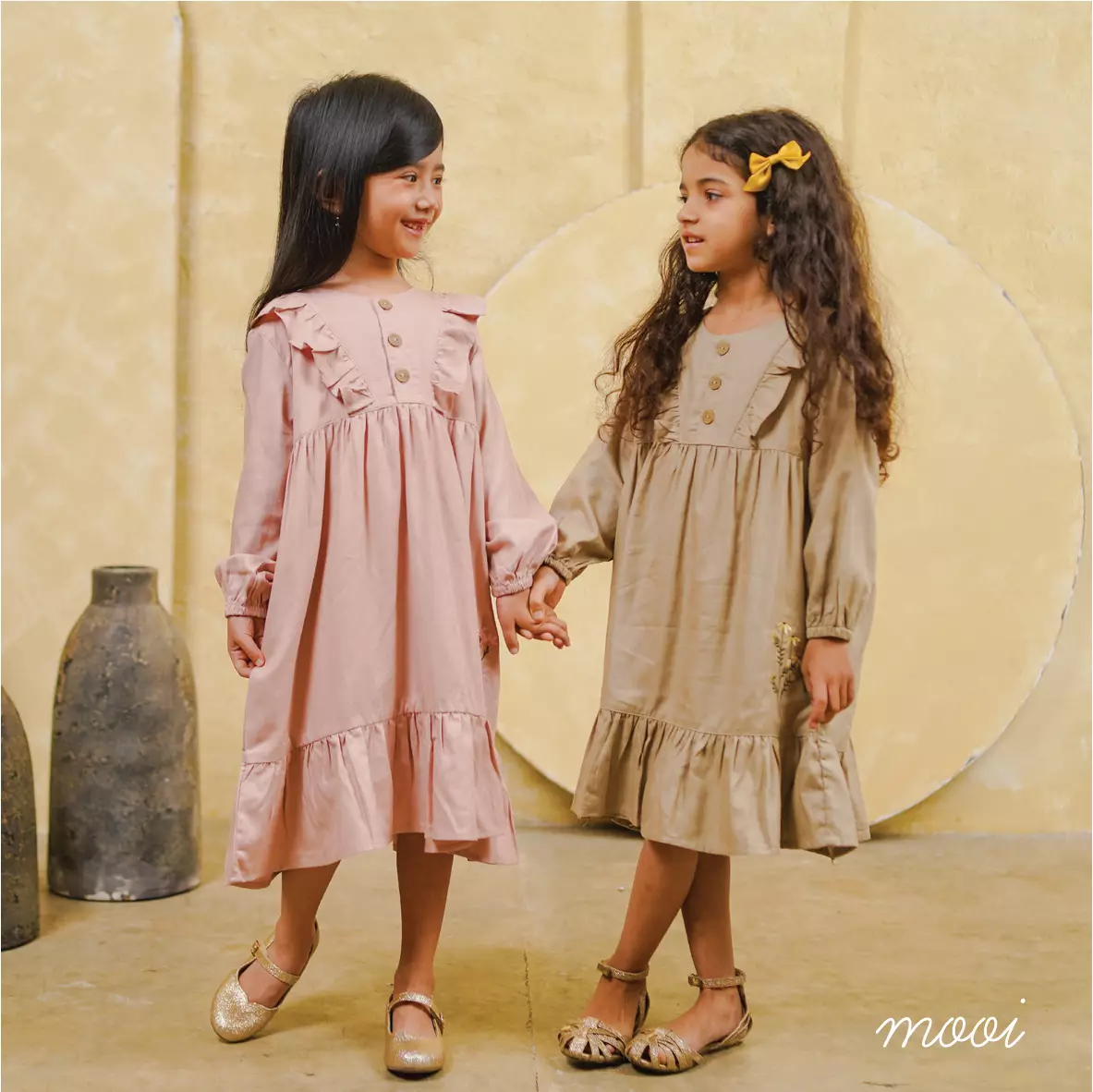 Mooi Dress Anak Gamis Anak Perempuan Raya Collection Marwah Gamis - Dusty Pink