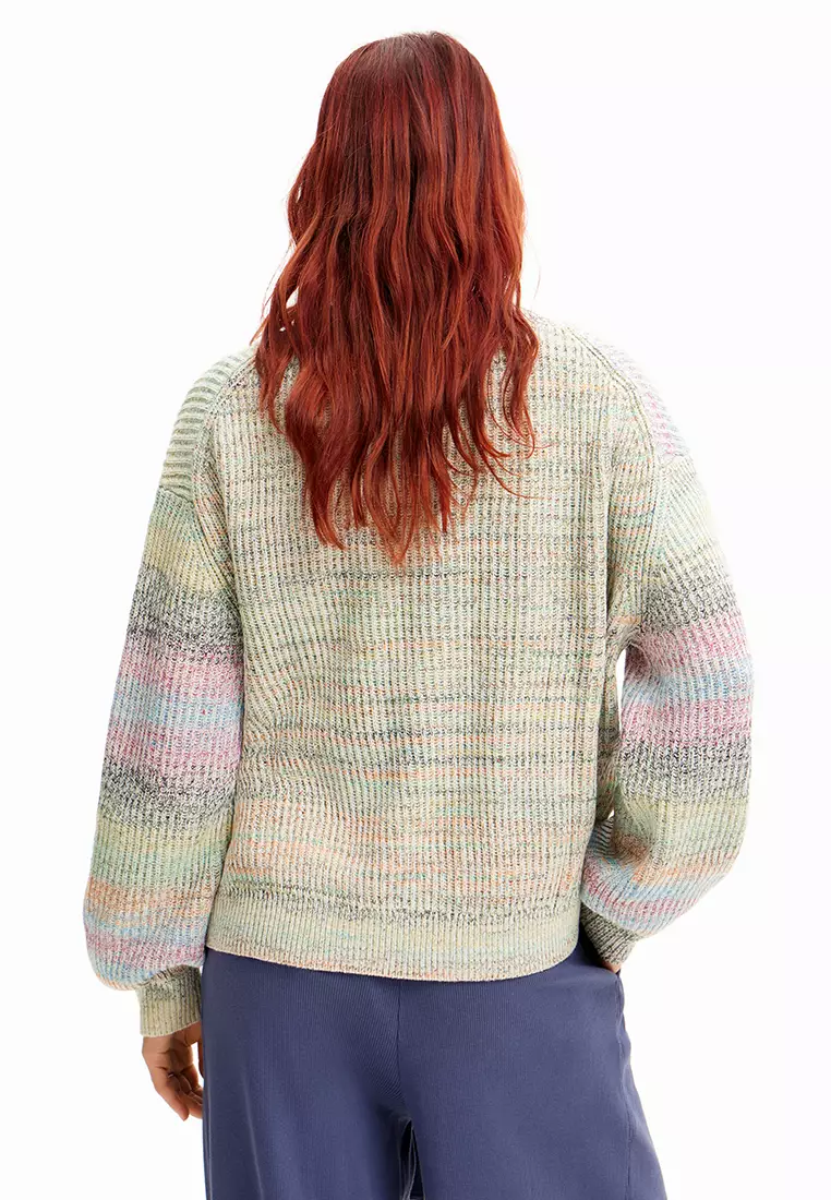 Desigual Women's Thick Knit Pullover Sweater - Heart Jacquard Pattern Long Sleeve - View #10