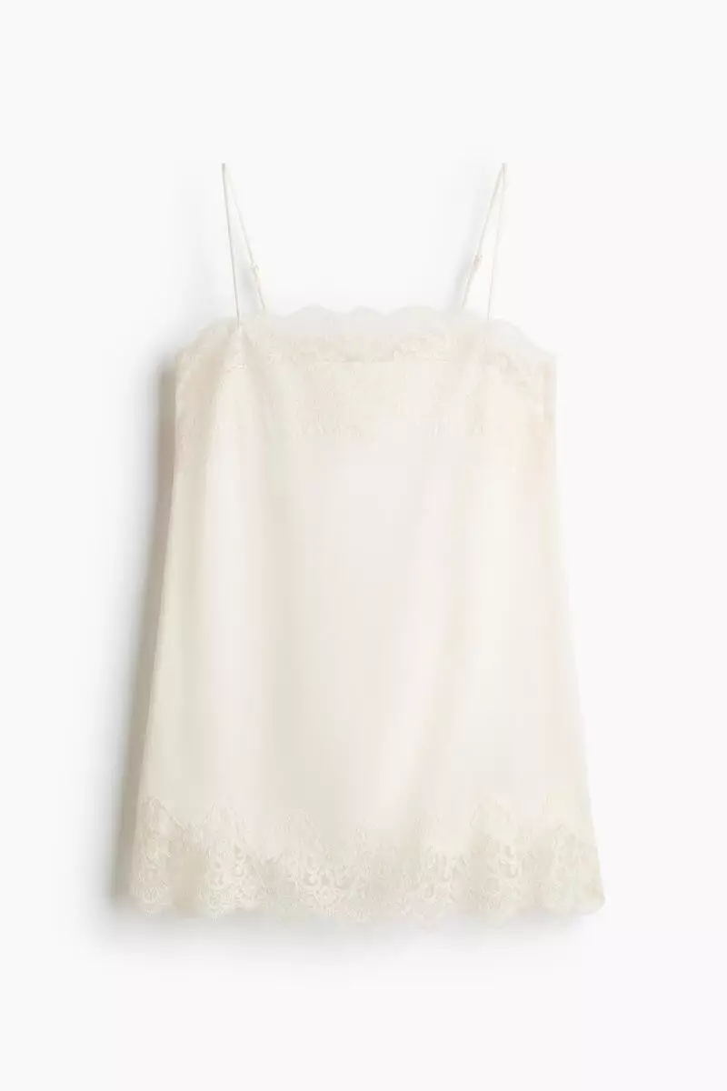 Lace-trimmed satin nightslip
