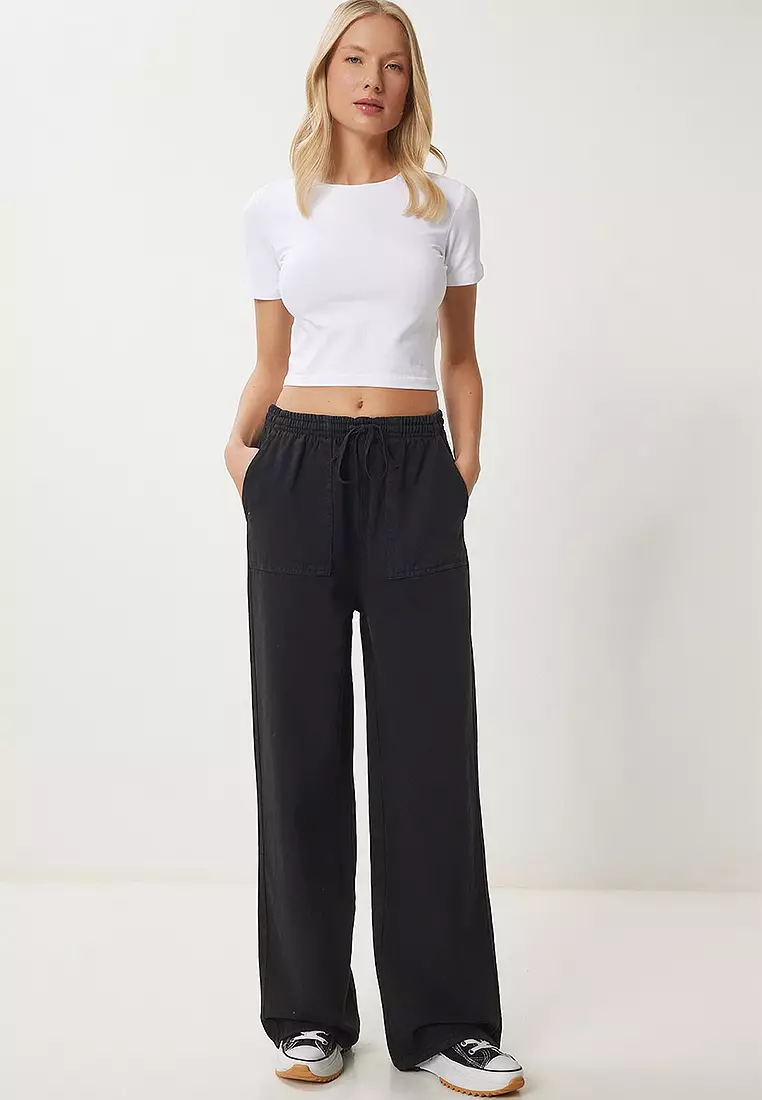 仿舊效果闊腳牛仔闊腳褲