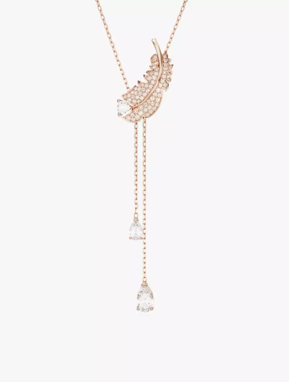 Jual Swarovski Nice Y Pendant Feather White Rose Gold Tone Plated White Original 2024 1248