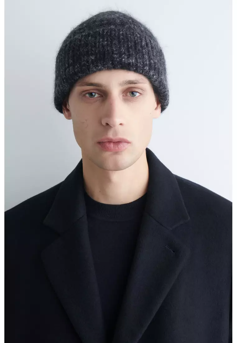 SPACE-DYED BRUSHED WOOL-BLEND BEANIE