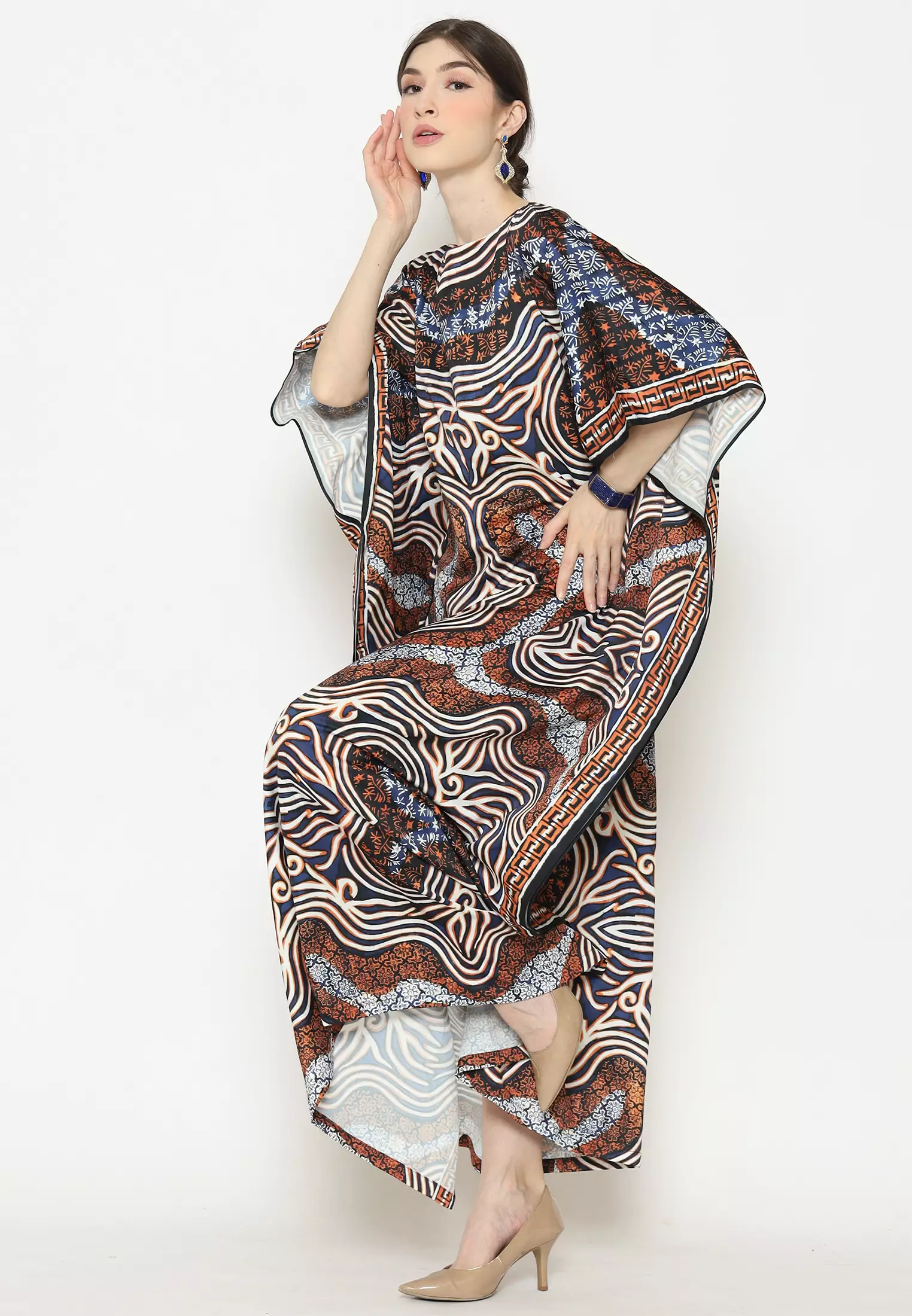 Kanzi Exclusive Short Sleeve Batik Kaftan Bronze