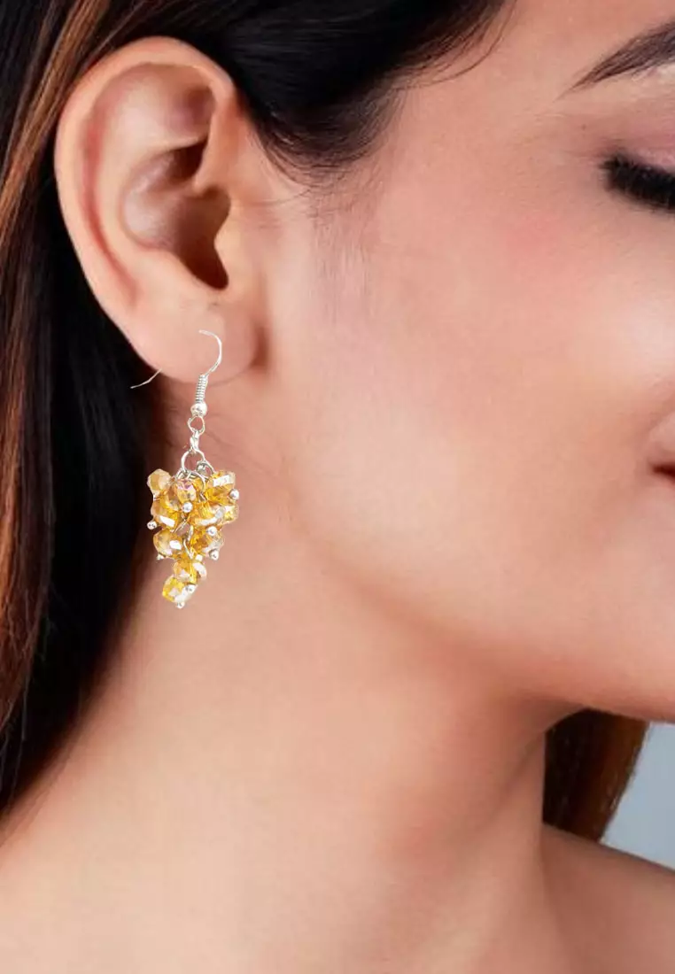 Aksesoris Anting Wanita Crystals Vine Earrings Champagne Gold 