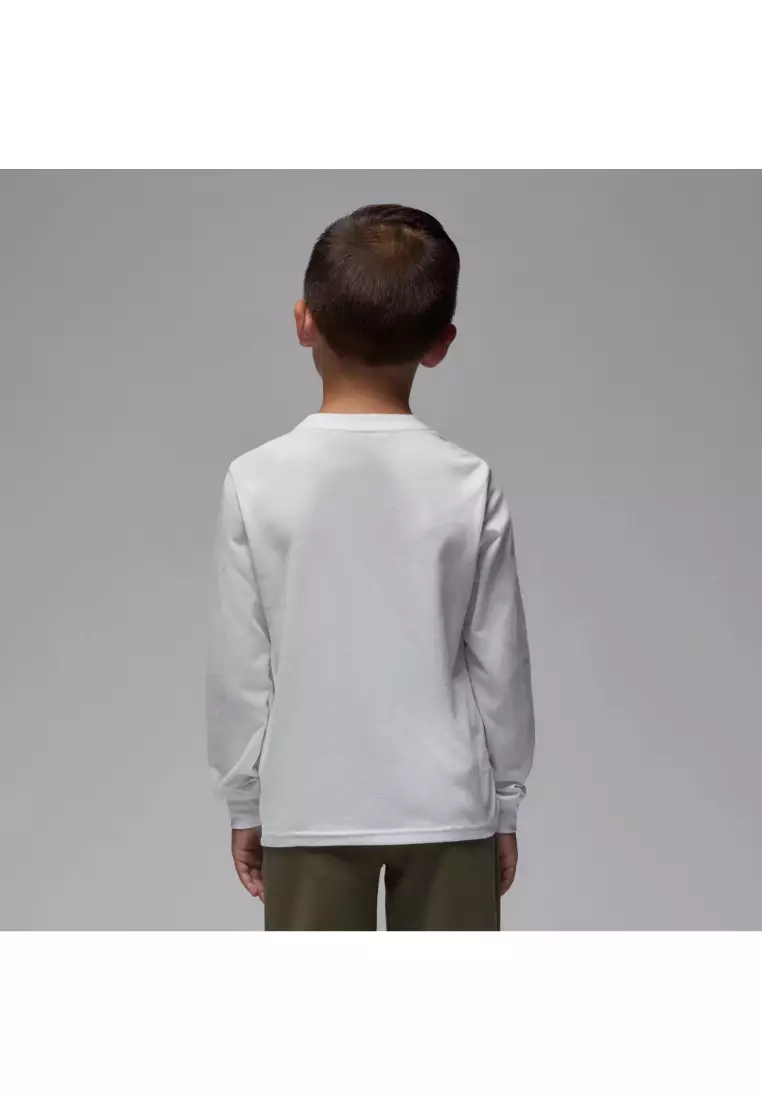 Boys Jumpman Drips White Long Sleeve T-Shirt (Little Kids)
