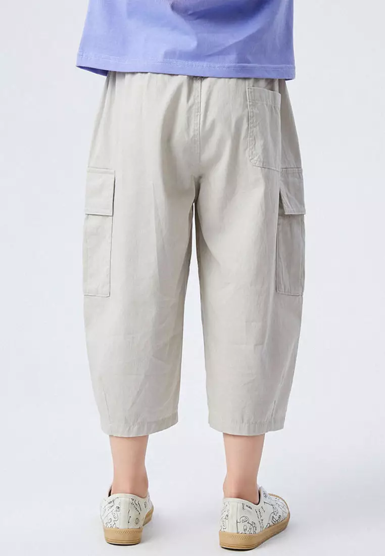 男大童休闲中裤盖袋亮色小标帅气工装裤